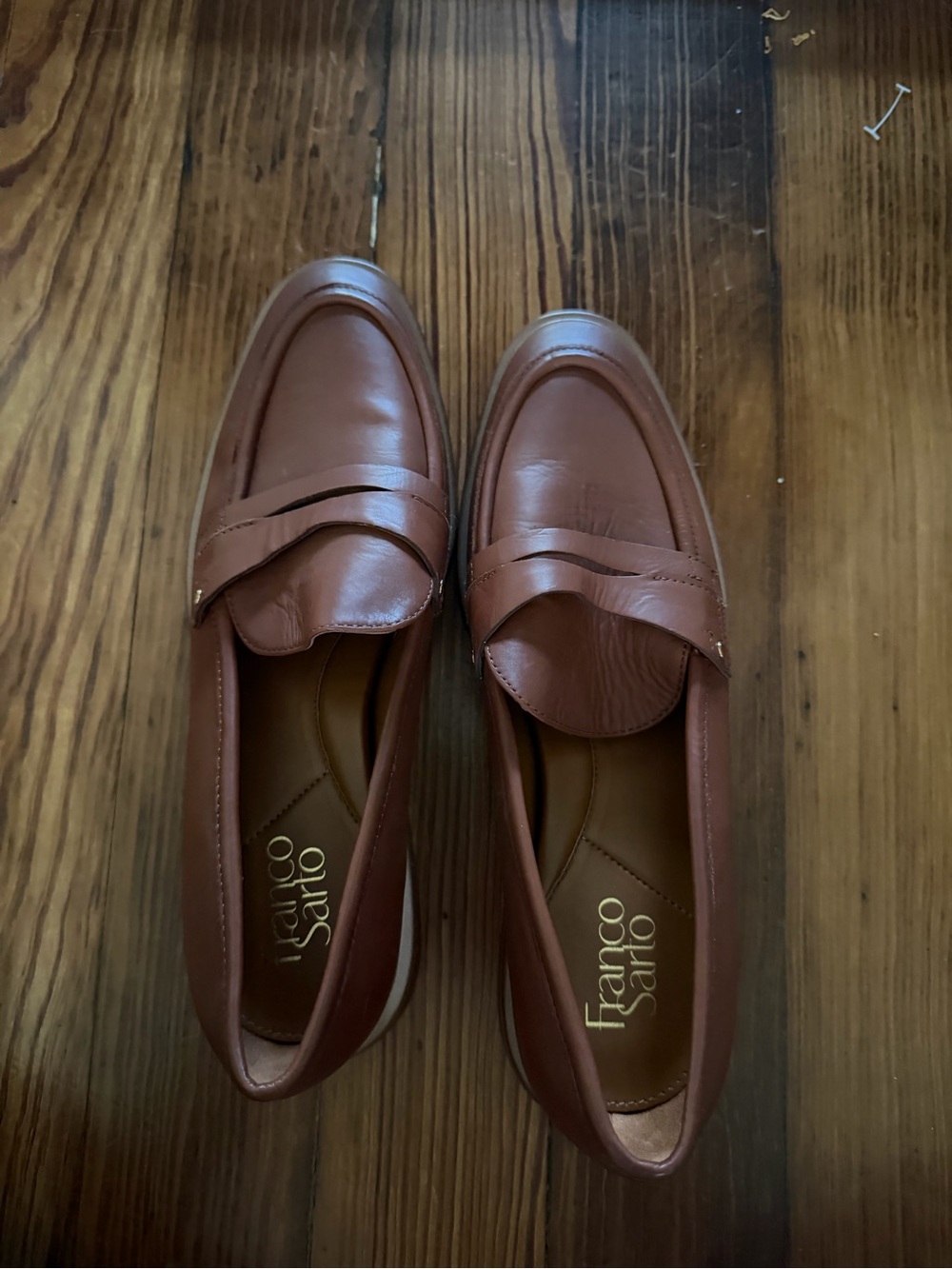 Franco Sarto Brown Leather Penny Loafers - Women's